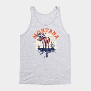 Big Sky Country Montana. Cool Retro Shirt Art Featuring A Moose Tank Top